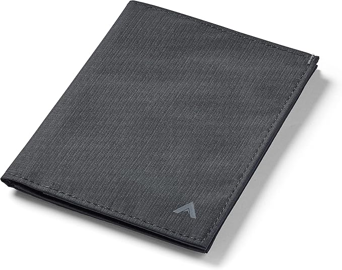 Allett Travel Wallet, Jet Black | Nylon, Thin Bifold, RFID Blocking, Minimalistic, Front Pocket | Holds Up To 10 Cards & Passport | For Men & Women