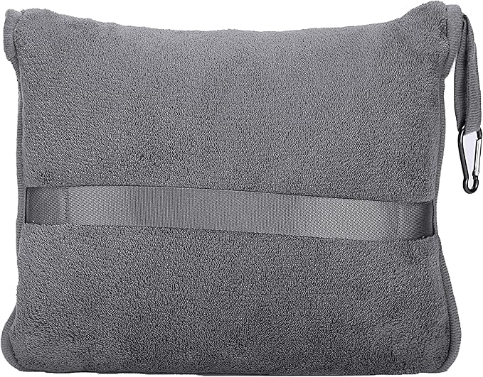 BlueHills 2-Pack Premium Soft Travel Blanket Pillow Airplane Blanket in Soft Bag Pillowcase with Hand Luggage Belt and Backpack Clip, Compact Pack Large Blankets for Any Travel (Grey Gray T013)