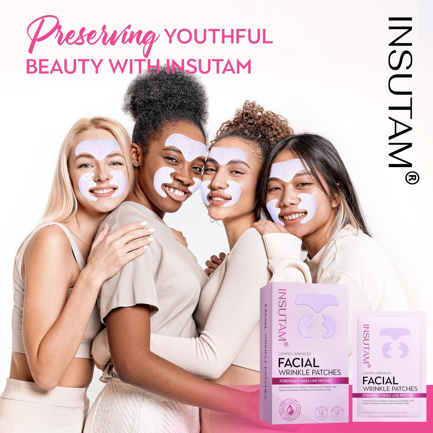 Insutam Forehead Wrinkle Patches for Anti-wrinkles: Overnight Face Wrinkles Patches to Lift Smile Lines for Women (PINK)