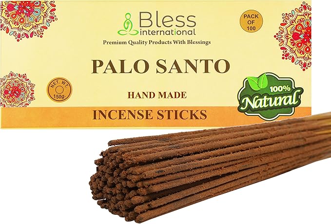 Bless-Palo-Santo 100%-Natural-Handmade-Hand-Dipped-Incense-Sticks Organic-Chemicals-Charcoal-Free Purification-Relaxation-Positivity-Yoga-Meditation Best-Woods-Scent (100 Sticks (5.25 OZ))