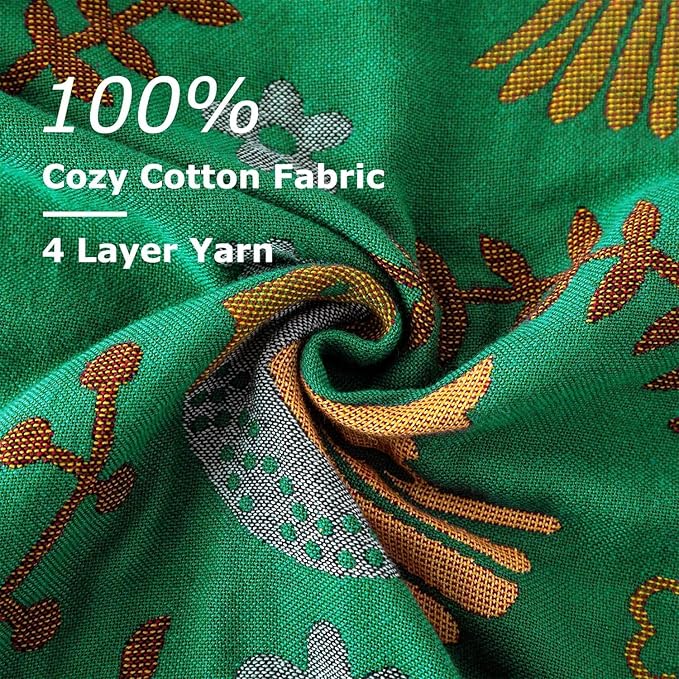 Boho Throw Blanket for Bed 100% Cotton Ultra Soft Rustic Quilt Fall Blanket Bird Floral Printed Farmhouse Decor Bed Blankets,90"×98" All Season Rustic Throw for Sofa Couch Chair