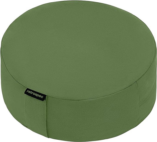 Retrospec Sedona Zafu Meditation Cushion Filled w/Buckwheat Hulls - Yoga Pillow for Meditation Practices - Machine Washable 100% Cotton Cover & Durable Carry Handle, Round