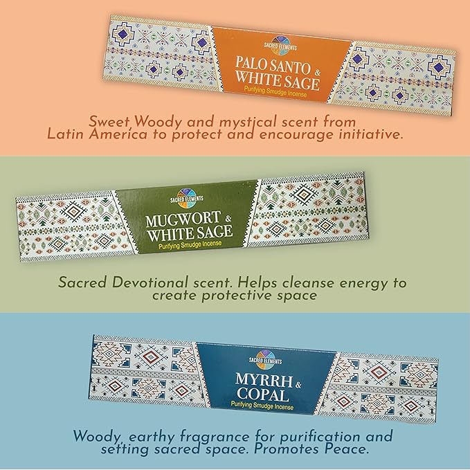 Cleansing Incense Sticks Variety Pack - 6 Masala Insenses - White Sage Incense, Lavender Incense, Myrrh Incense, Copal Incense Mexico & Palo Santo Incense Sticks | Inciensos para Sacar Malas Energias