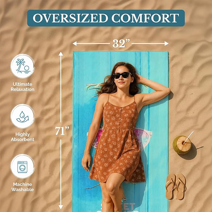 Casa Platino Oversized Beach Towel 2 Pack – Extra Large 32"x71" Lightweight Microfiber, Quick Dry & Sand Free, Perfect for Pool, Beach or Camping – Ideal for Summer Travel – Devil