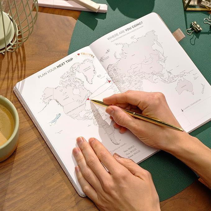 Clever Fox Travel Journal – Vacation & Trip Organizer with Budget Plan, Packing List, Travelling Expense Tracker, A5 (Sandstone)