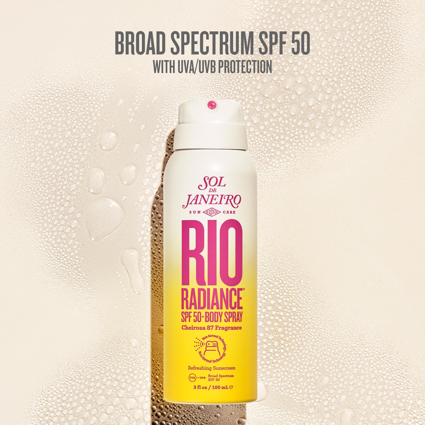 SOL DE JANEIRO Rio Radiance SPF 50 Body Spray Broad Spectrum | Spray Sunscreen for Body | Niacinamide and Antioxidants | Sheer Coverage | UV Protection | Travel Size Sunscreen | 3.4 fl oz