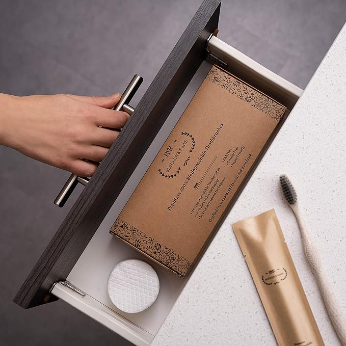 Bleeker and Rowe Biodegradable Eco-Friendly Toothbrushes - Individually Sealed - BPA Free Soft Bristles - Sustainable - Recycled Packaging (Pack of 100)