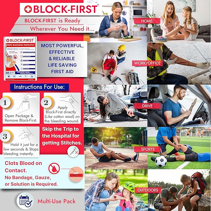 Advanced First Aid Kit– Stops Bleeding Instantly & Prevents Stitches, Emergency Trauma Medical Kit for Home, Car, Travel, Camping, Hiking, Office, Sports, Outdoor Survival, Multi-Use Pack