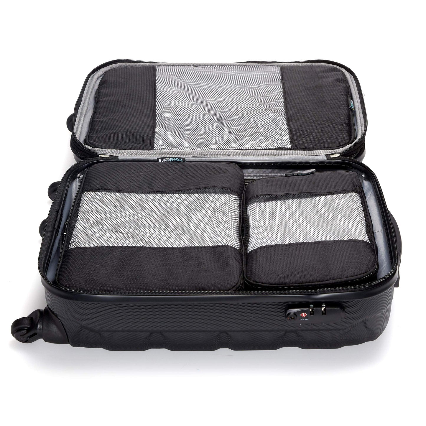 TravelWise Packing Cube System - Durable 5 Piece Weekender Plus Set (Black)