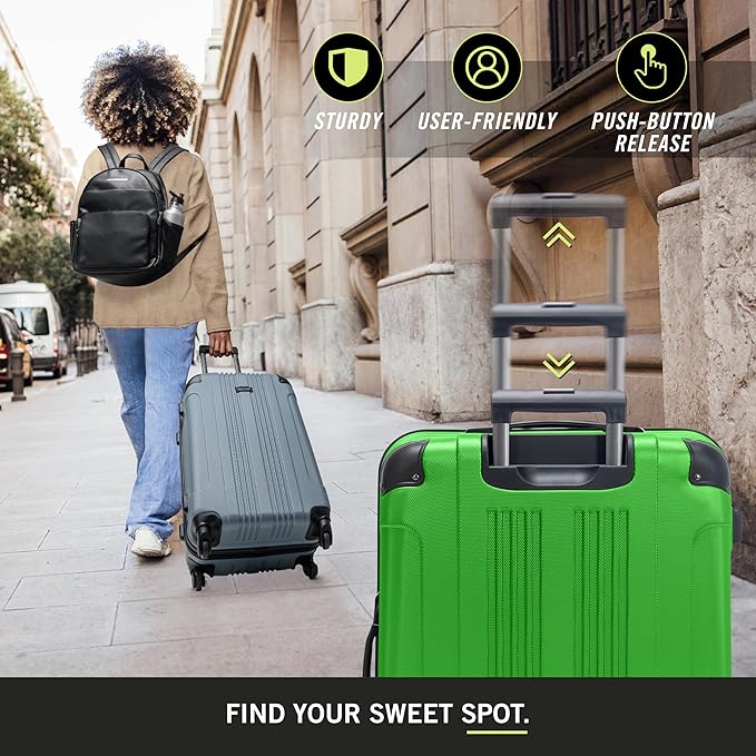 Kenneth Cole REACTION Out of Bounds Lightweight Hardshell 4-Wheel Spinner Luggage, Kelly Green, 2-Piece Set (20" & 28")