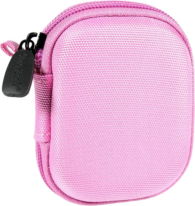 CaseSack Case for JLab Go Pop+,Go Air Pop, Air, Air Tones+/ Tones, JBuds Mini True Wireless Earbuds, Compact Organizer for The Charger case and Charger Cord (Cotton Candy Pink)