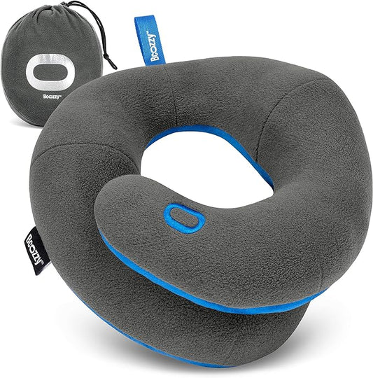 BCOZZY Kids Travel Neck Pillow (3-7 Y/O)- Patented Soft Toddler Pillow for Head & Chin Support in Car Seat, Airplane, and Road Trip Sleeping. Adjustable Size. Fully Washable. Carry Bag. Small, Gray