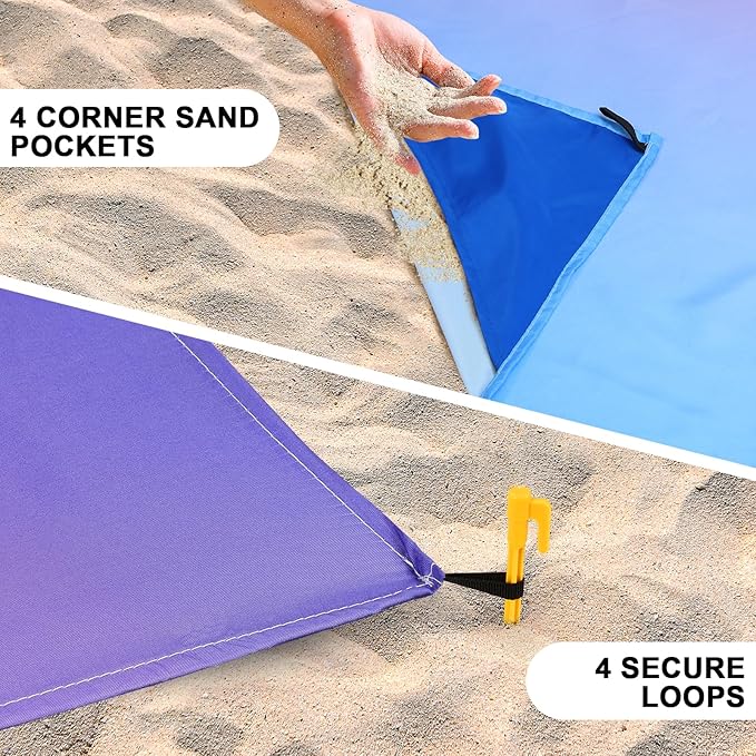 AISPARKY Beach Blanket Waterproof Sandproof Extra Large Beach Mat 79" X 83"/120"x108" for 2-8 Adults Quick Drying Durable Outdoor Picnic Mat for Travel, Camping, Hiking
