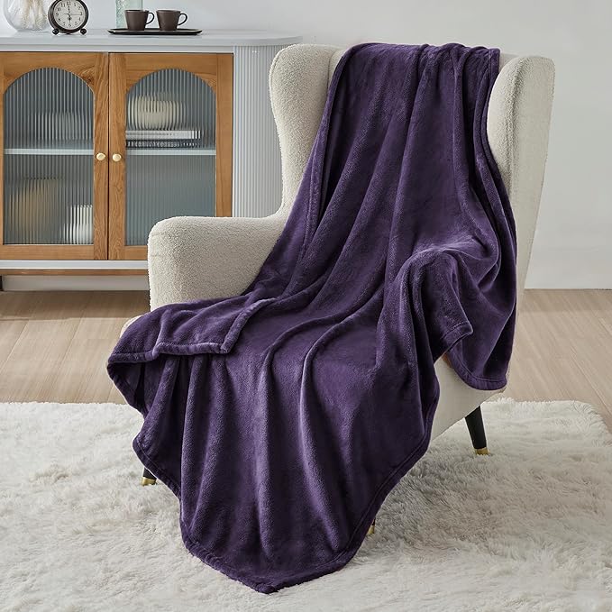 Bedsure Fleece Blanket Twin Blanket Purple - 300GSM Soft Lightweight Plush Cozy Twin XL Blankets for Bed, Sofa, Couch, Travel, Camping, 66 inch X 90 inch