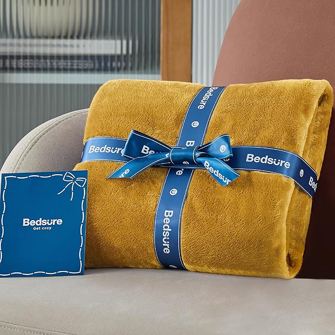 Bedsure GentleSoft Gold Fleece Throw Blanket - 300GSM Blankets for Couch, Sofa, Bed, Soft Lightweight Plush Cozy Throws for Toddlers, 50x60 inches