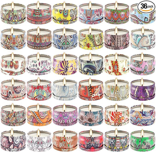 Scented Candles Gifts Set of 36, 2.5 oz Soy Wax Aromatherapy Travel Tin Jar Candles for Family,Colleagues,Friends, Teachers,Thank You Gifts