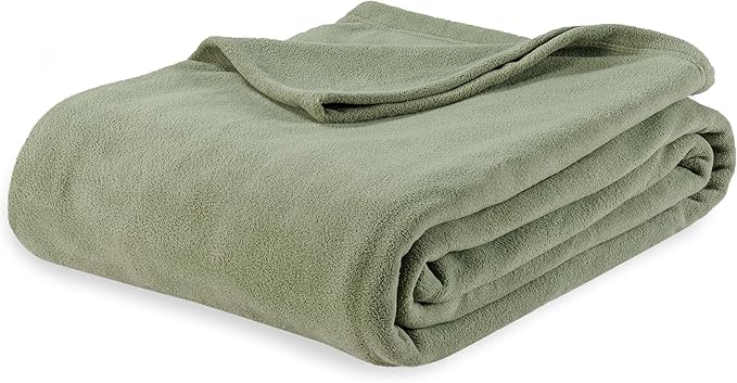 Berkshire Blanket Microfleece Queen Size Bed Blanket Dark Sage Green,Lightweight Soft Breathable Plush Micro Fleece Blanket for Bed Couch Sofa,90x90 Inches