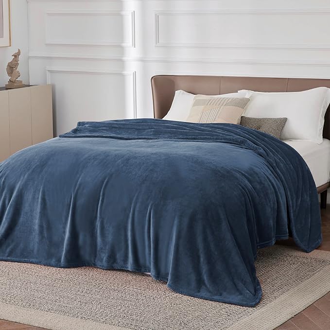 Bedsure GentleSoft Fleece Blanket California King Mineral Blue - Lightweight Plush Fuzzy Cozy Soft Bed Blankets, 102x96 inches