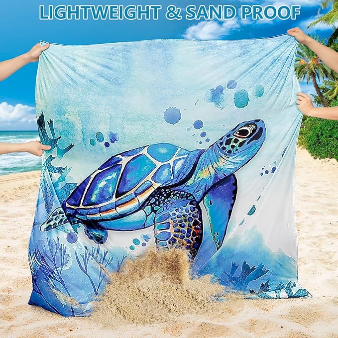 Beach Blanket Waterproof Sandproof Beach Mat 79" X 83"/10'x9'for 2-8 Adults Quick Drying Outdoor Picnic Mat Beach Accessories for Travel, Camping, Hiking