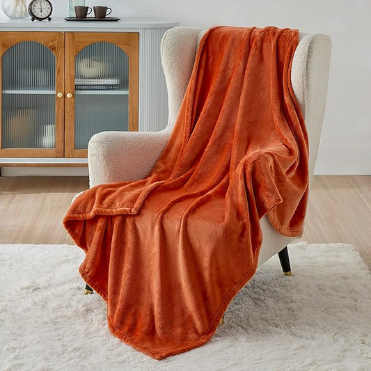 Bedsure GentleSoft Twin XL Fleece Blanket Dorm Bedding - Lightweight Soft Cozy Blankets for Bed, Sofa, Couch, Travel, Camping, Burnt Orange, 66"x90"