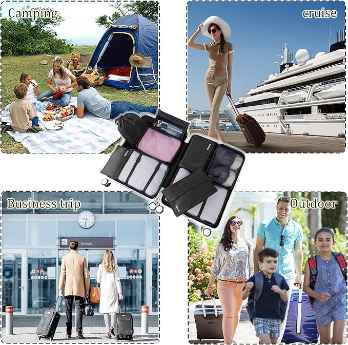 9 set Packing Cubes for Travel,Effortless Organization Cube for Quick Packing& Unpacking, Travel Must Have Suitcase Organizer Essentials for any Journey,Business trip,Cruise,Camping,hiking,Vacation.