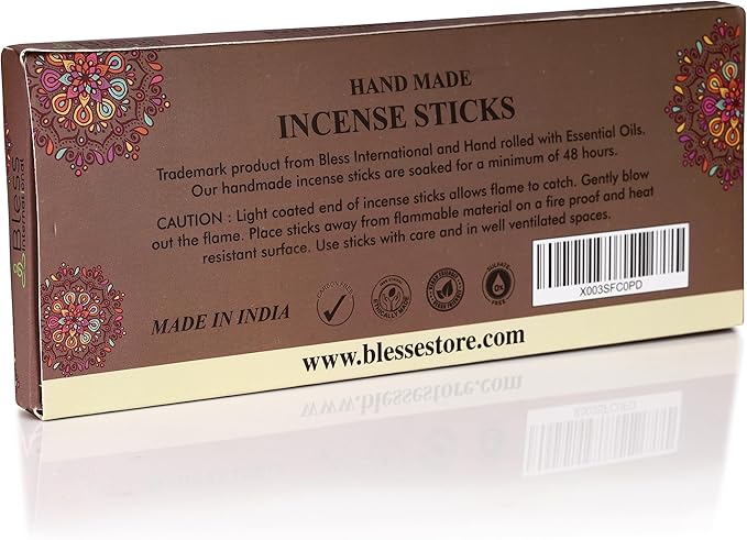Bless-Cedar 100%-Natural-Handmade-Hand-Dipped-Incense-Sticks Organic-Chemicals-Charcoal-Free Purification-Relaxation-Positivity-Yoga-Meditation Best-Woods-Scent (100 Sticks(5.25 OZ))