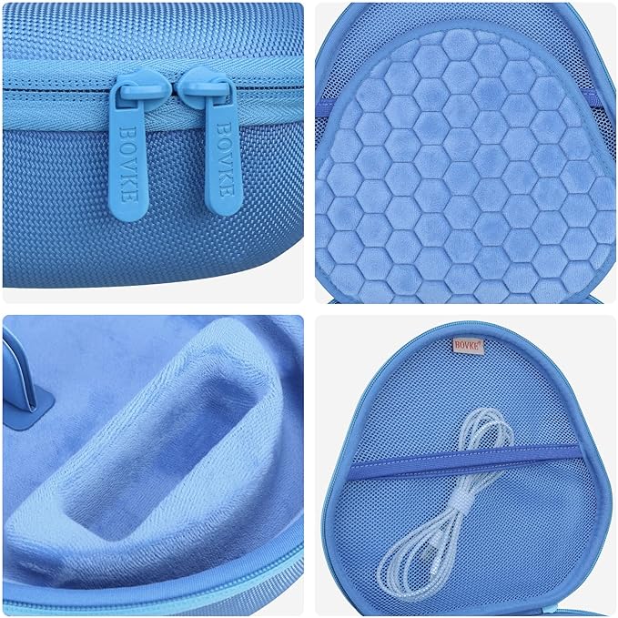 BOVKE Hard Carrying Case with Sleep Mode for Apple AirPods Max Wireless Over-Ear Headphones, AirPods Max Protective Portable Storage Bag with Mesh Pocket for Headphone Accessories, Blue