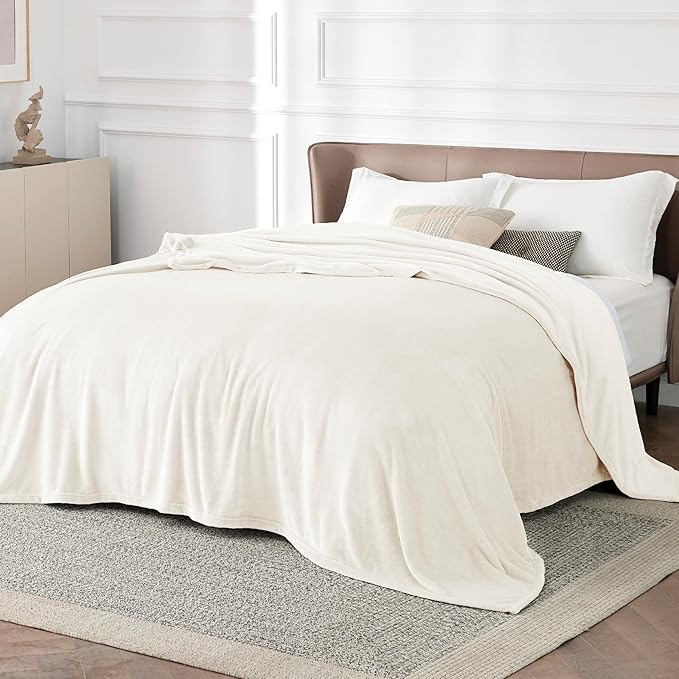 Bedsure GentleSoft Fleece Blanket California King - Lightweight Plush Fuzzy Cozy Soft Blankets for Bed, Cream, 102x96 inches