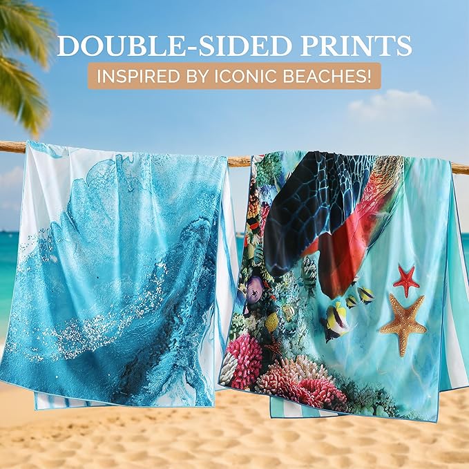 Casa Platino Beach Towels 2 Pack – Extra Large 32"x71" Quick Dry Towel, Lightweight Microfiber Beach Towel for Pool, Camping & Travel – Ideal for Summer, Travel, Poolside & Beach – Sauble