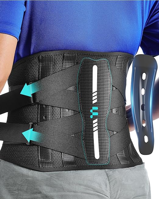 Back Brace for Lower Back Pain Relief, Carbon Fiber Support, Ergonomice Curved, Ultra-thin Air Mesh, Lightweight and Adjustale Design, Size XXL