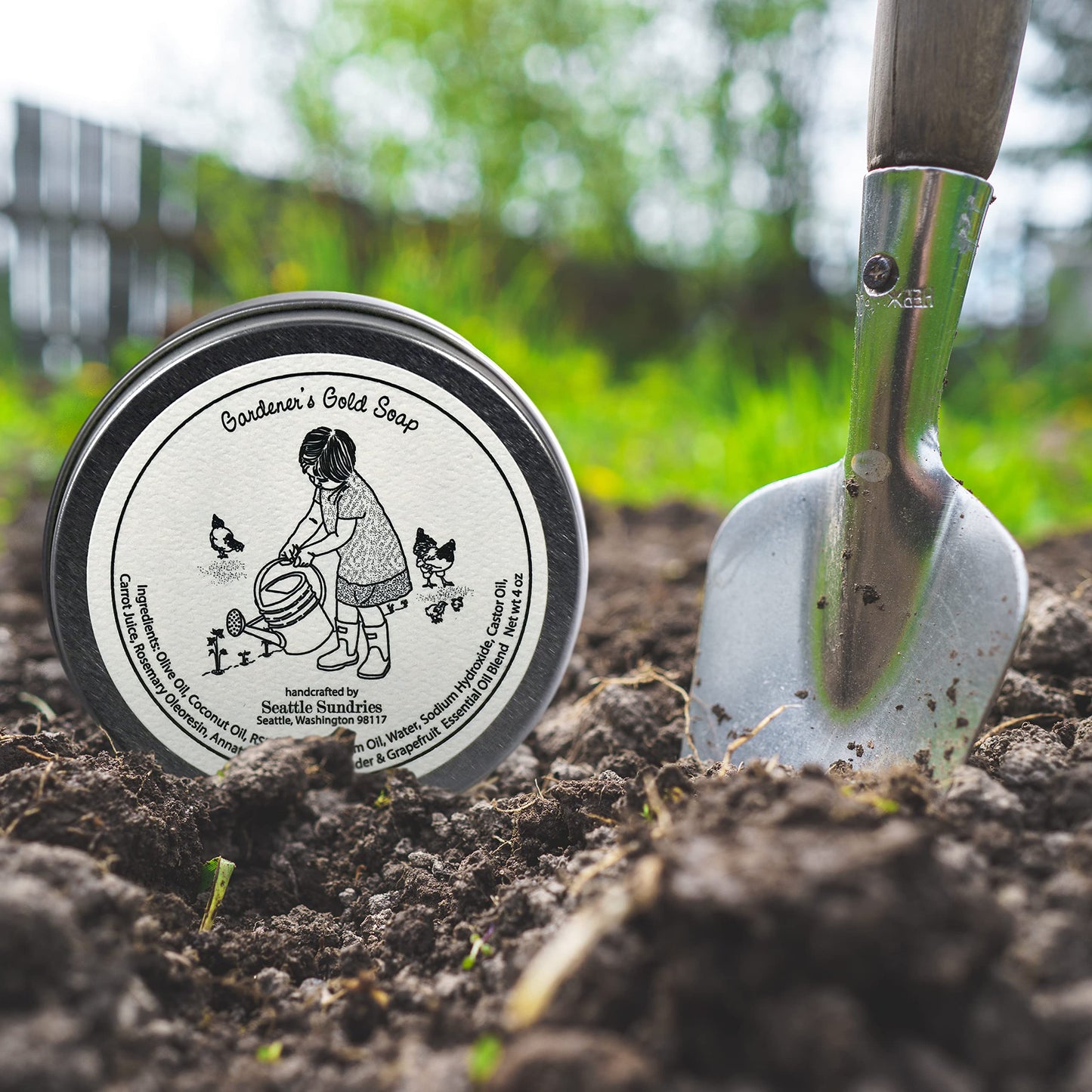 Seattle Sundries Garden Fresh Geranium & Grapefruit Bar Soap, Gardener Gift for Women & Men - 1 (4oz) Bar, All Natural Soap in a Low Waste Gift Tin