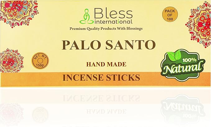 Bless-Palo-Santo 100%-Natural-Handmade-Hand-Dipped-Incense-Sticks Organic-Chemicals-Charcoal-Free Purification-Relaxation-Positivity-Yoga-Meditation Best-Woods-Scent (100 Sticks (5.25 OZ))