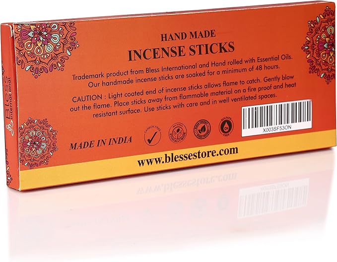 Bless-Musk 100%-Natural-Handmade-Hand-Dipped-Incense-Sticks Organic-Chemicals-Charcoal-Free Purification-Relaxation-Positivity-Yoga-Meditation Best-Woods-Scent (100 Sticks(5.25 OZ))