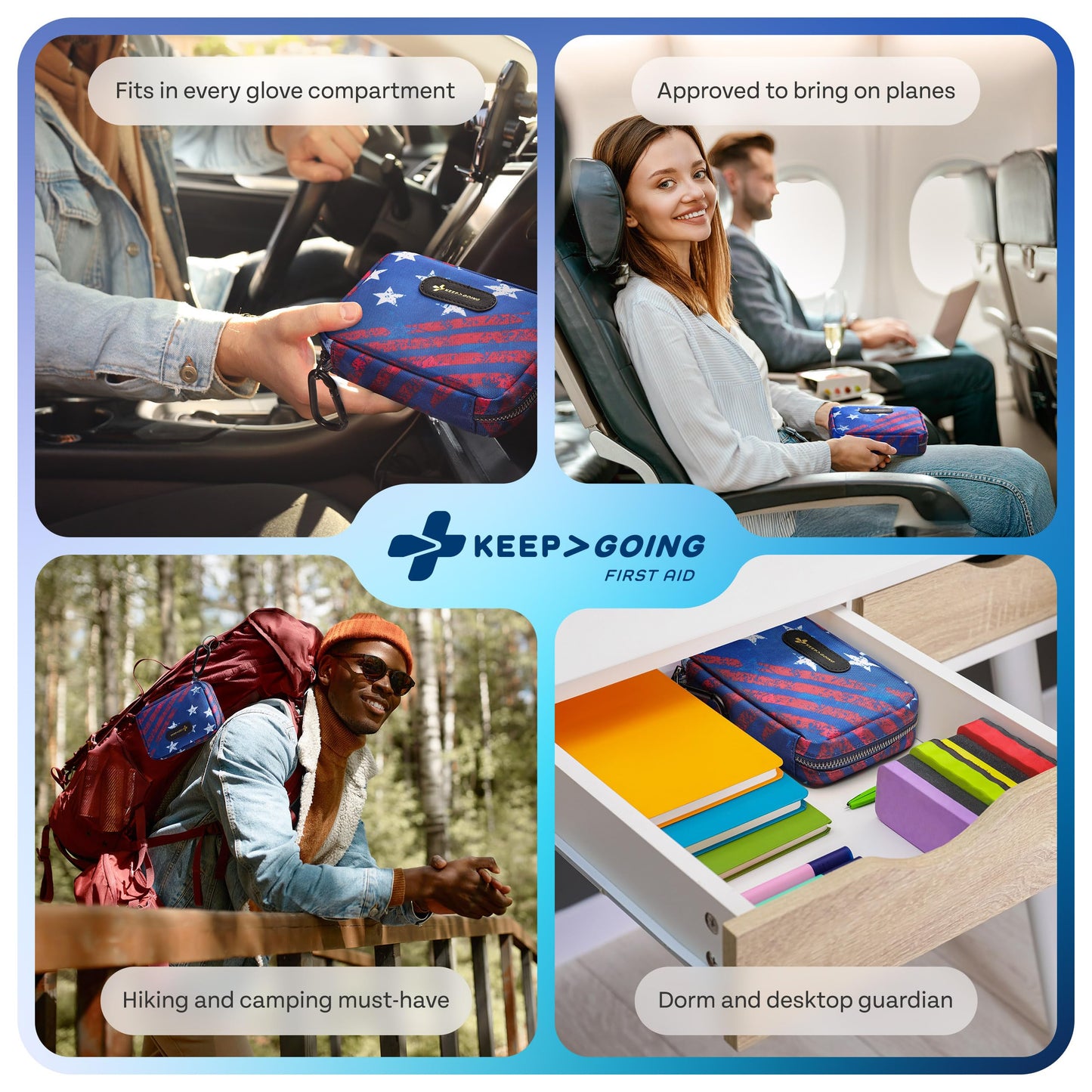 KeepGoing Travel First Aid Kit for Car, Home, Hiking, Camping and Outdoor Emergencies - First Aid Kit Travel Size TSA-Approved