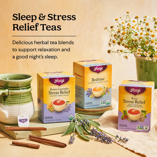 Yogi Tea Relaxation & Stress Relief Variety Pack - 16 Tea Bags per Pack (3 Packs) - Relaxing Tea Sampler - Includes Honey Lavender Stress Relief, Bedtime Tea & Comforting Chamomile
