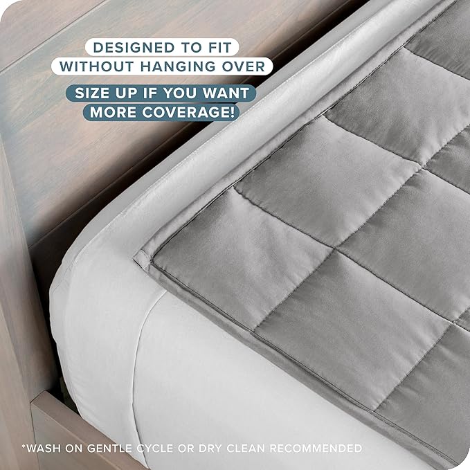 Bare Home Weighted Blanket All-Natural 100% Cotton with Nontoxic Glass Beads 60"x80" 20lbs, Light Grey