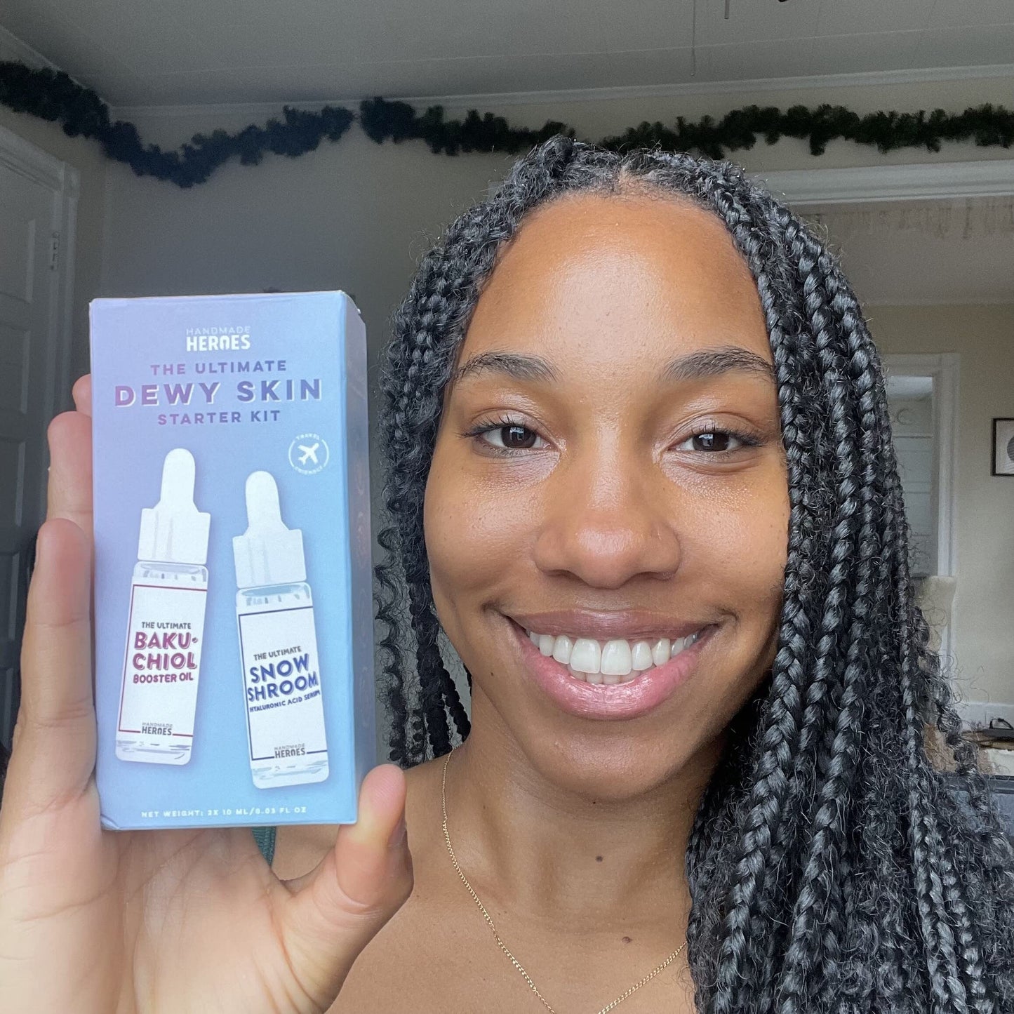 Travel size 2% Bakuchiol Oil and Hyaluronic Acid Serum by Handmade Heroes with Sugarcane Squalane, All Natural Retinol Alternative For Radiant and Line Smoothing Travel Set for Dewy Skin