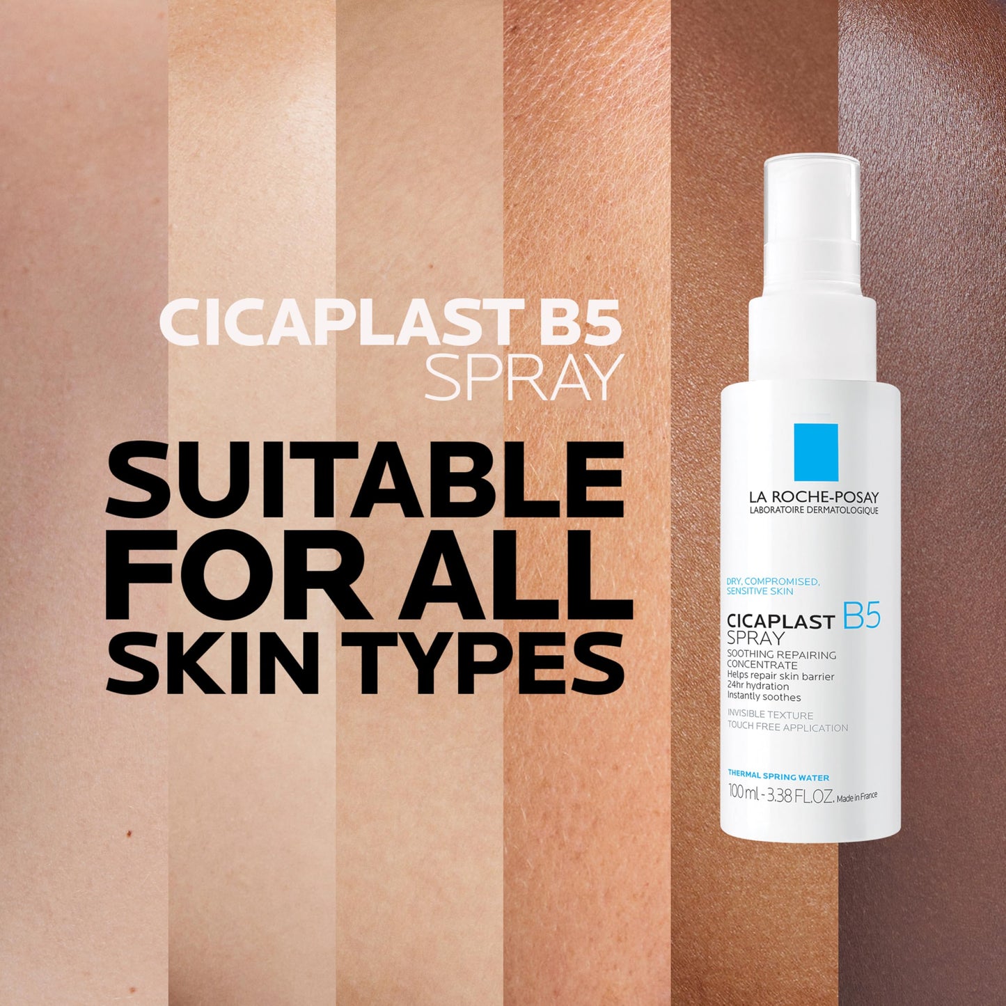 La Roche-Posay Cicaplast B5 Spray With Vitamin B5 Panthenol & Madecassoside, Hydrating Face Mist For Skin Barrier Repair, Soothing Touch-Free Face & Body Spray, Sensitive Skin & Dermatologist Tested