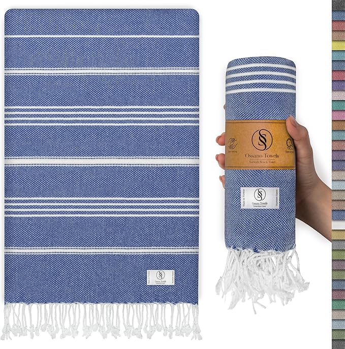 Blue Beach Towel - Compact & Lightweight, Oversized (39” x 71”), Quick Dry, Sand Free, and Functional, Perfect as a, Travel Blanket, or Boat Towel, Sand Resistant Beach Towels - Royal Blue