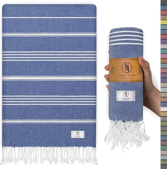 Blue Beach Towel - Compact & Lightweight, Oversized (39” x 71”), Quick Dry, Sand Free, and Functional, Perfect as a, Travel Blanket, or Boat Towel, Sand Resistant Beach Towels - Royal Blue