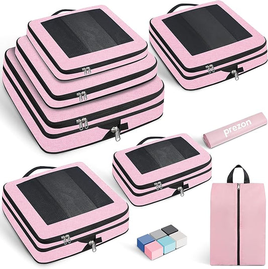 8 Set/6 Set/4 Set Compression Packing Cubes for Travel, Lightweight Vacation Travel Essentials, Travel Accessories for Suitcase Organizer Bags Set, Durable Luggage Organizer