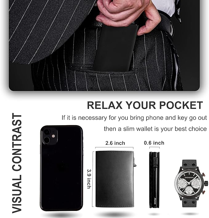 Aiuwo Airtag Wallet for Men,Mens Wallet Card Holder,Smart,Slim,Minimalist Wallet,Credit Cards Holder RFID Blocking Wallet (Airtag Wallet, Crazy Horse Black)