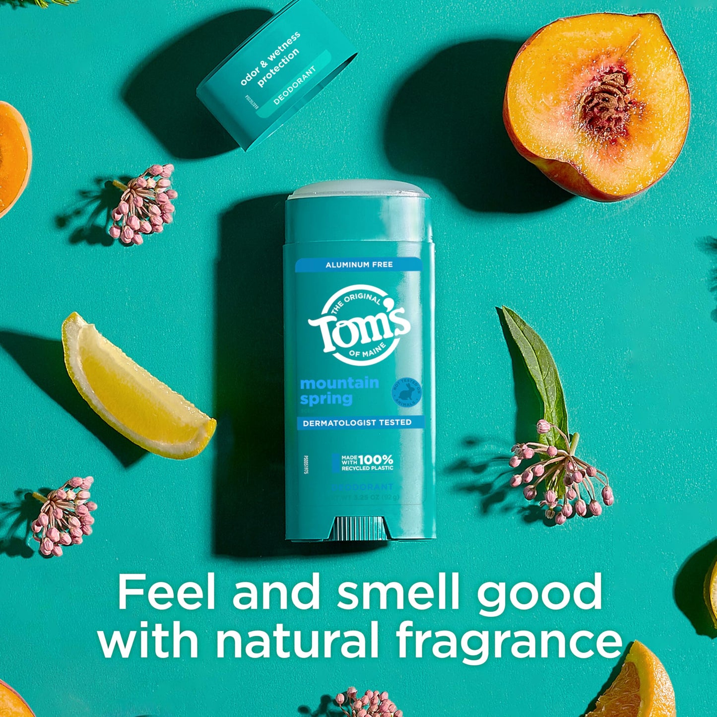 Tom’s of Maine Mountain Spring Natural Deodorant for Men and Women, Aluminum Free, 3.25 oz, 2-Pack