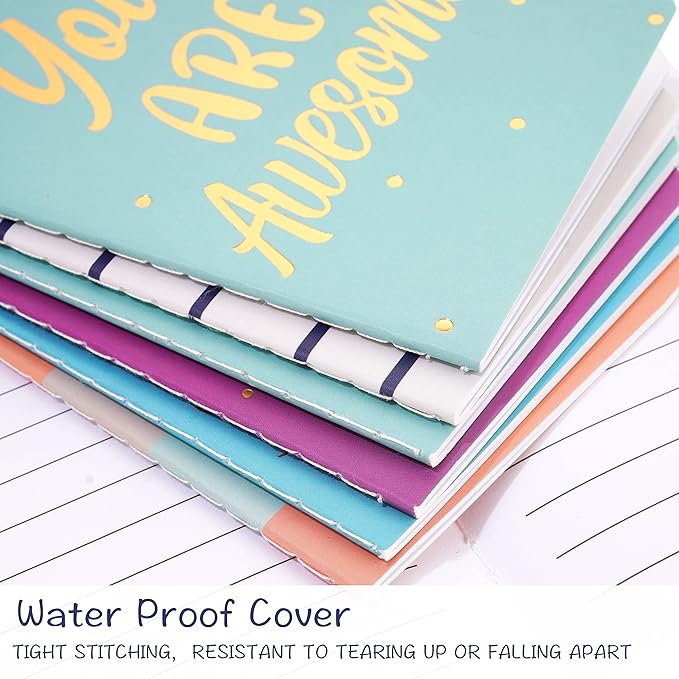 Cinrobiye 24 Pcs Mini Colorful Notebooks, Funny Motivational Journals Notepads Inspirational Notepads Small Pocket Notebook for Kids Teacher School Office Gift Bulk Prizes Travel Supplies (Gold)