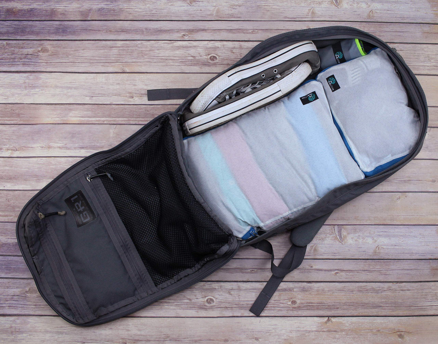 Compression Packing Cubes - 2 Pack Clean Dirty Separate Zipper - Luggage & Suitcase Organizer Travel Cube, Large Small Laundry Compartment Organizers for Clothes, Shoes Makeup