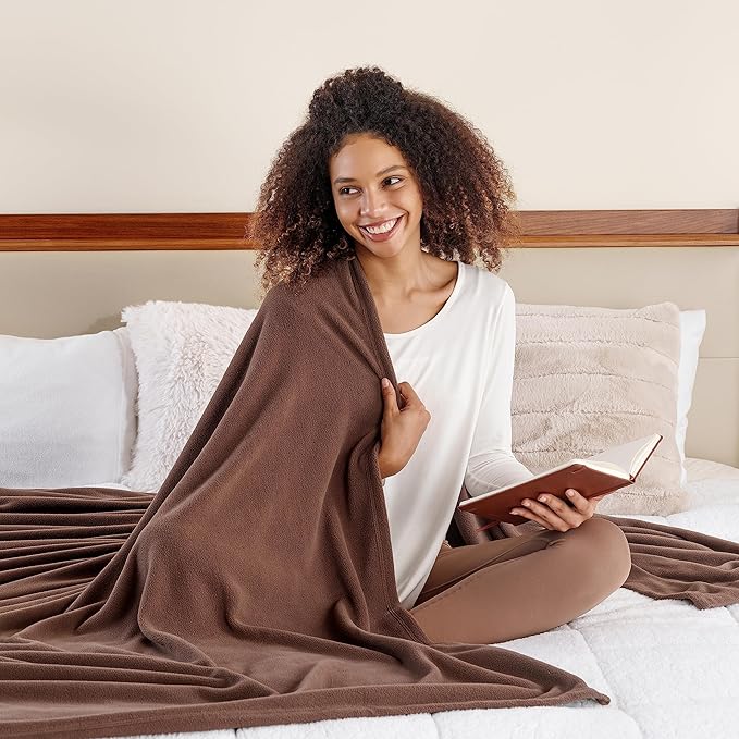 Berkshire Blanket Microfleece Twin Size Bed Blanket Taupe, Lightweight Soft Breathable Plush Micro Fleece Blanket for Bed Couch Sofa, 60x92 Inches