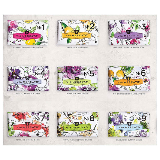 Via Mercato Italian Soap Bar (200 g), No. 4 - Violets, Magnolia & Amber