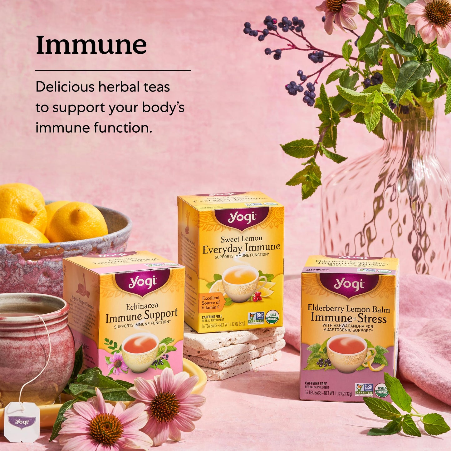 Yogi Tea Cozy Cardamom Immune & Sleep - Organic Herbal Tea for Immune System & Sleep Support - Includes Ashwagandha, Passionflower, Reishi & More - Caffeine-Free - 16 Tea Bags Per Pack (4 Packs)