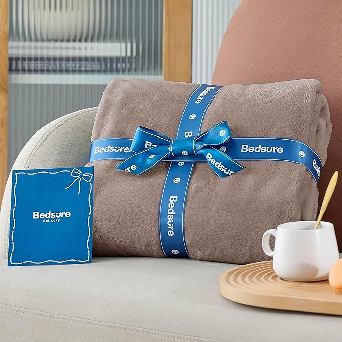 Bedsure GentleSoft Fleece Bed Blankets Queen Size Mocha Brown - Soft Lightweight Plush Fuzzy Cozy Luxury Blanket Microfiber, 90x90 inches