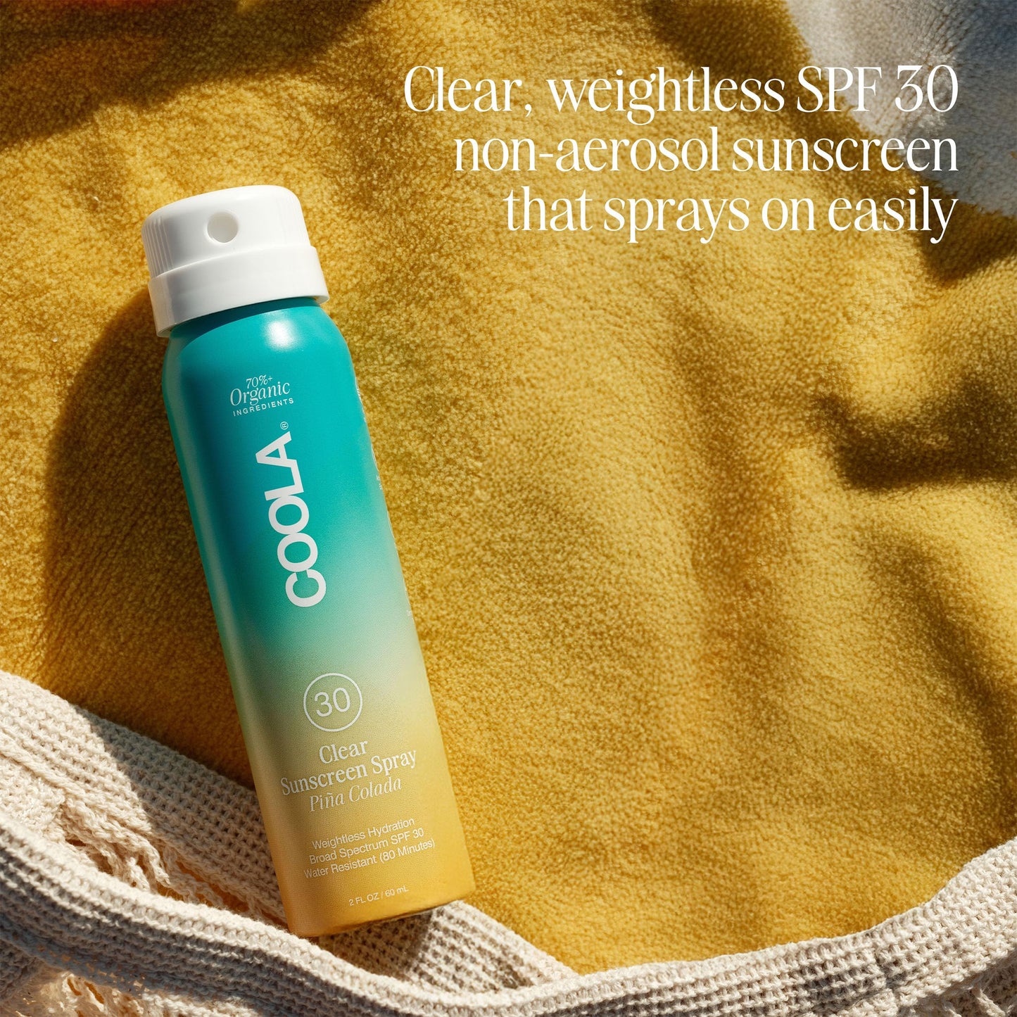 COOLA Organic Sunscreen SPF 30 Sunblock Spray, Dermatologist Tested Skin Care for Daily Protection, Vegan and Gluten Free, Piña Colada, Travel Size, 2 Fl Oz